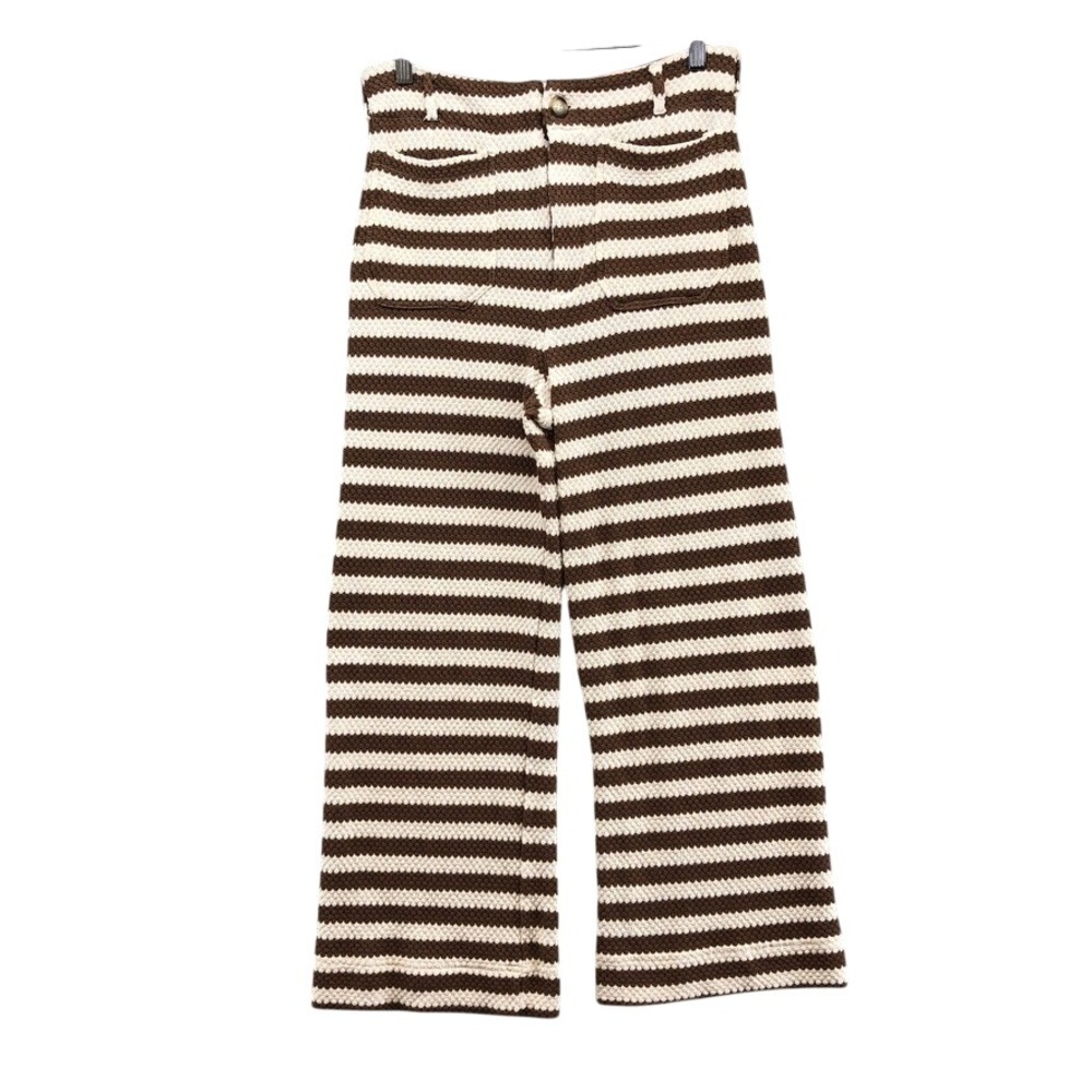 Maeve The Colette Pants Womens 28 Anthropologie Brown Striped Wide Leg Knit